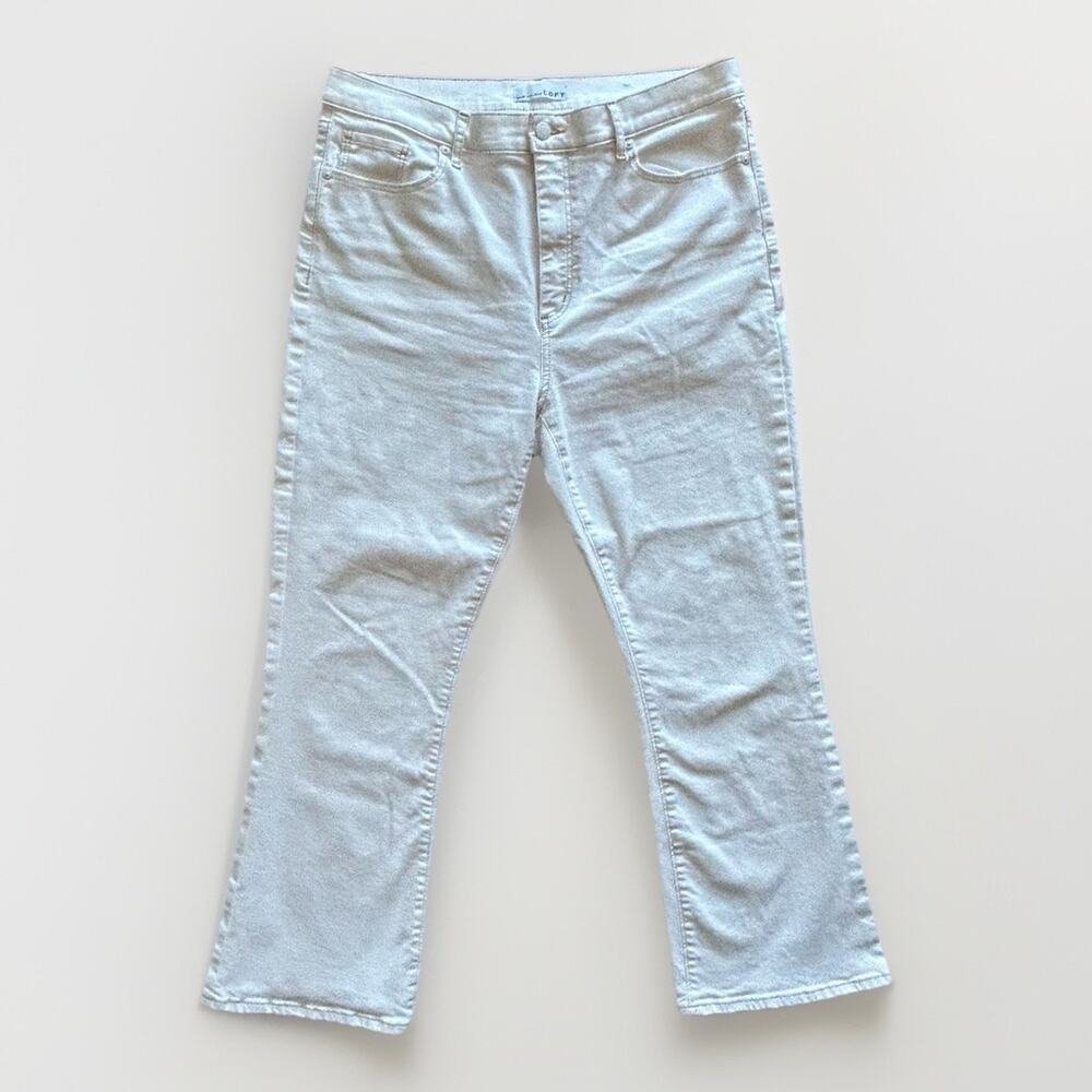 LOFT High Rise Kick Crop Jeans Women's Size 32 White Contrast Stitching Cropped
